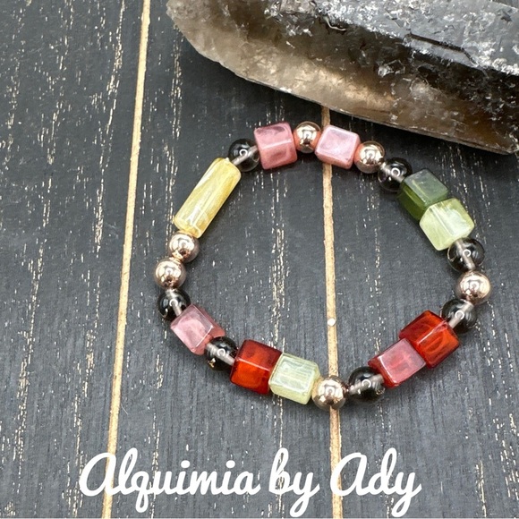 Smokey and citrine Crackled Quartz beaded bracelet - Picture 1 of 1